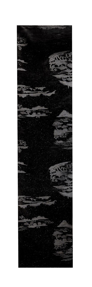 A bolt of black silk cut velvet for a woman's jacket  by Anonymous