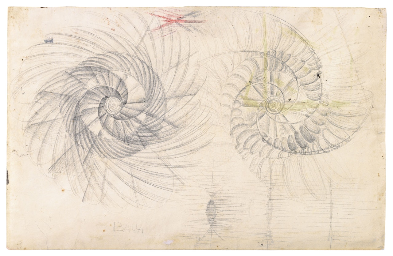Forme rumore di motocicletta (studio doppio) by Giacomo Balla