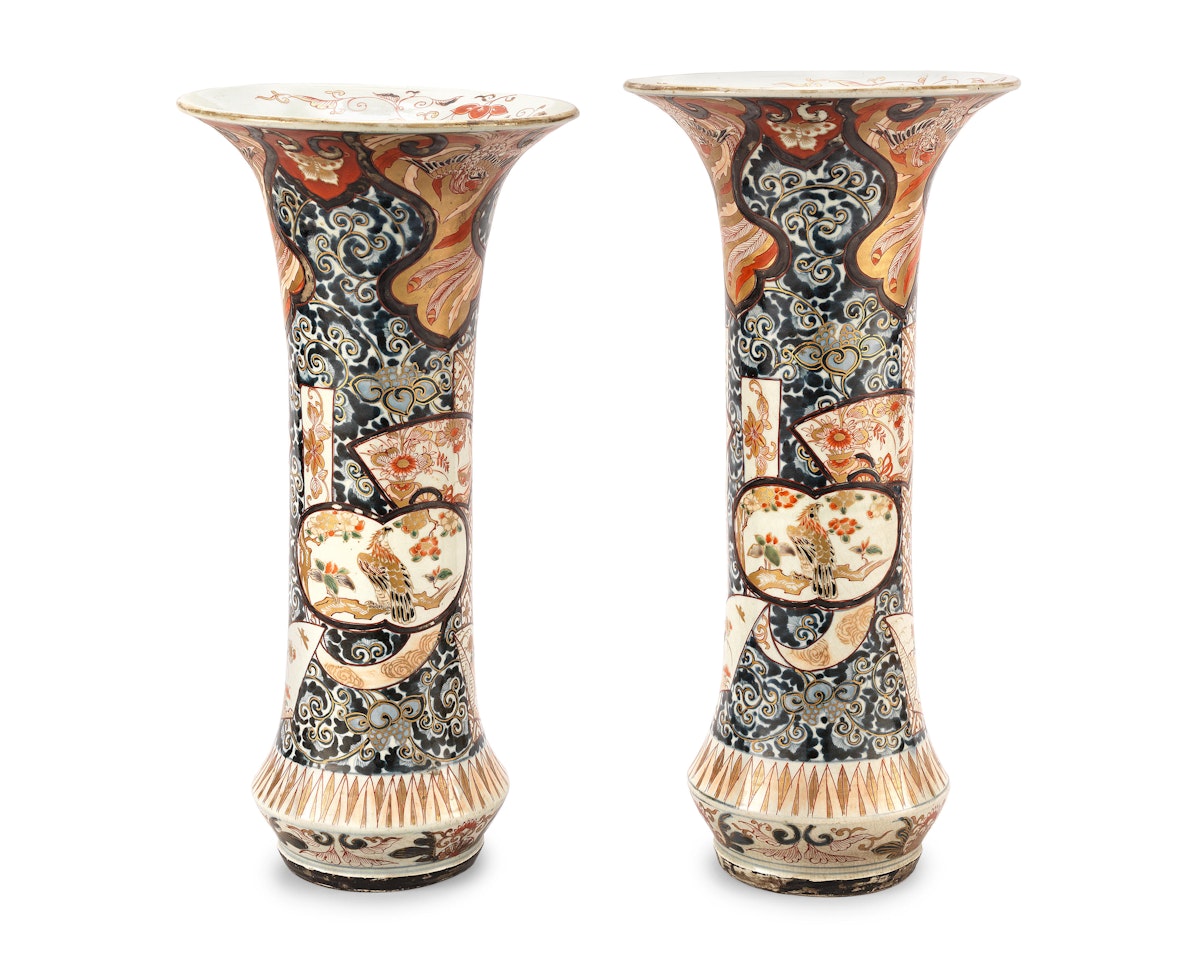 A pair of Imari beaker vases  by Anonymous