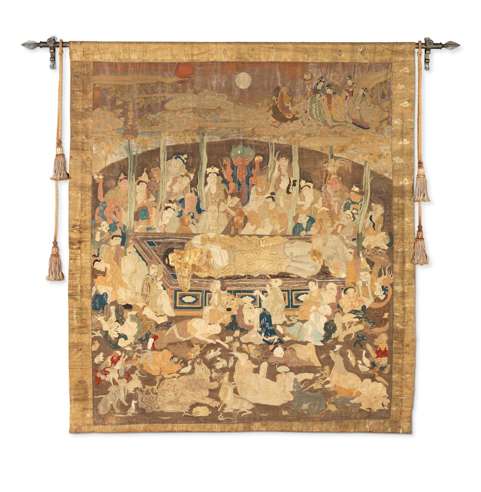 A large silk-embroidered Wall Hanging  by Anonymous