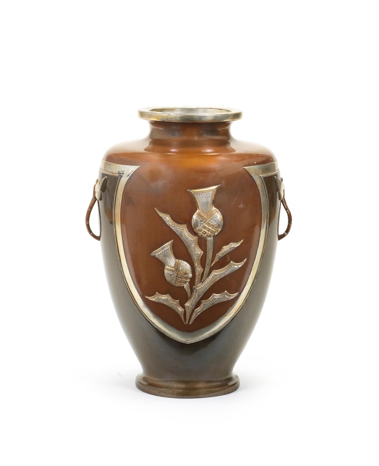 An Inlaid bronze ovoid vase  by Anonymous