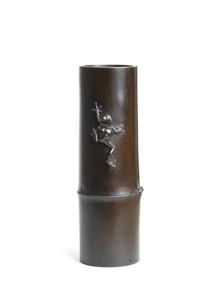 A Bronze cylindrical vase in the form of a bamboo by Anonymous