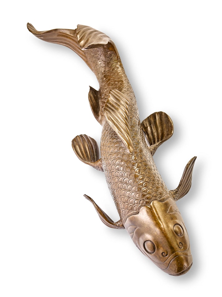 A bronze sculpture of a carp by Anonymous