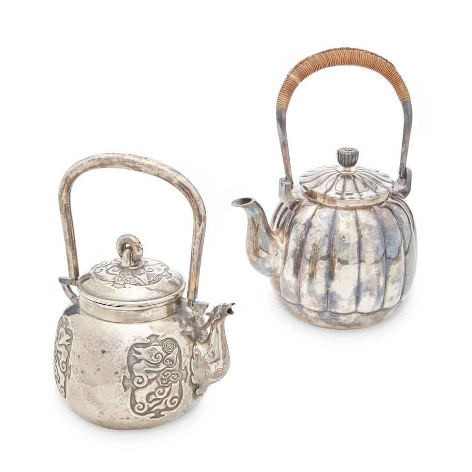 Two silver teapots by Anonymous