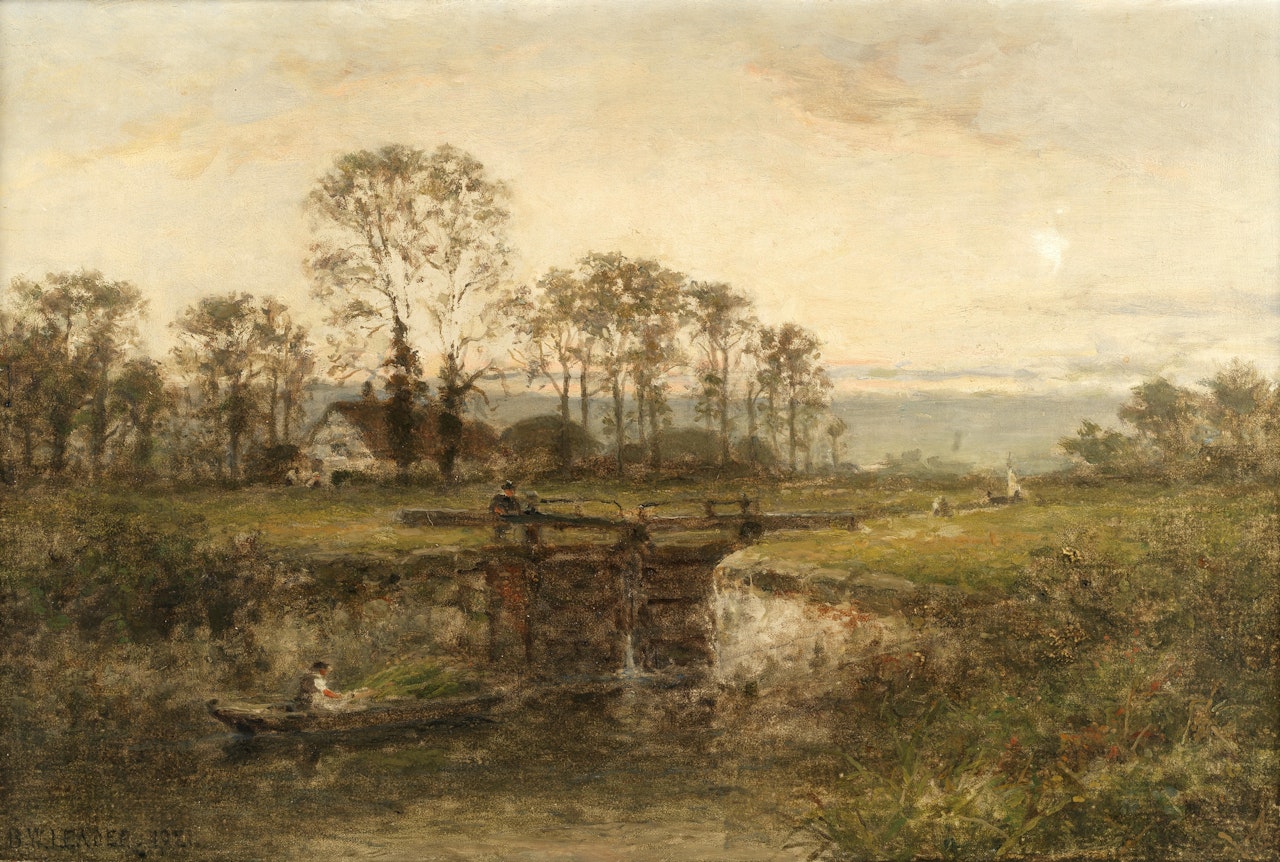The lock gate by Benjamin Williams Leader
