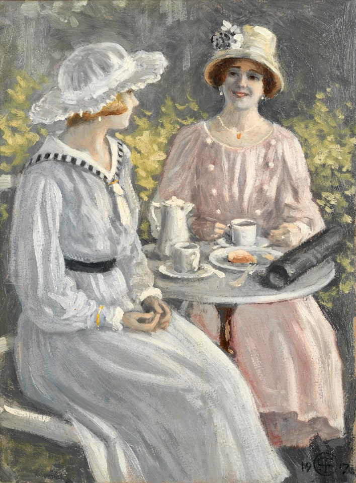 Tea in the garden by Paul Fischer