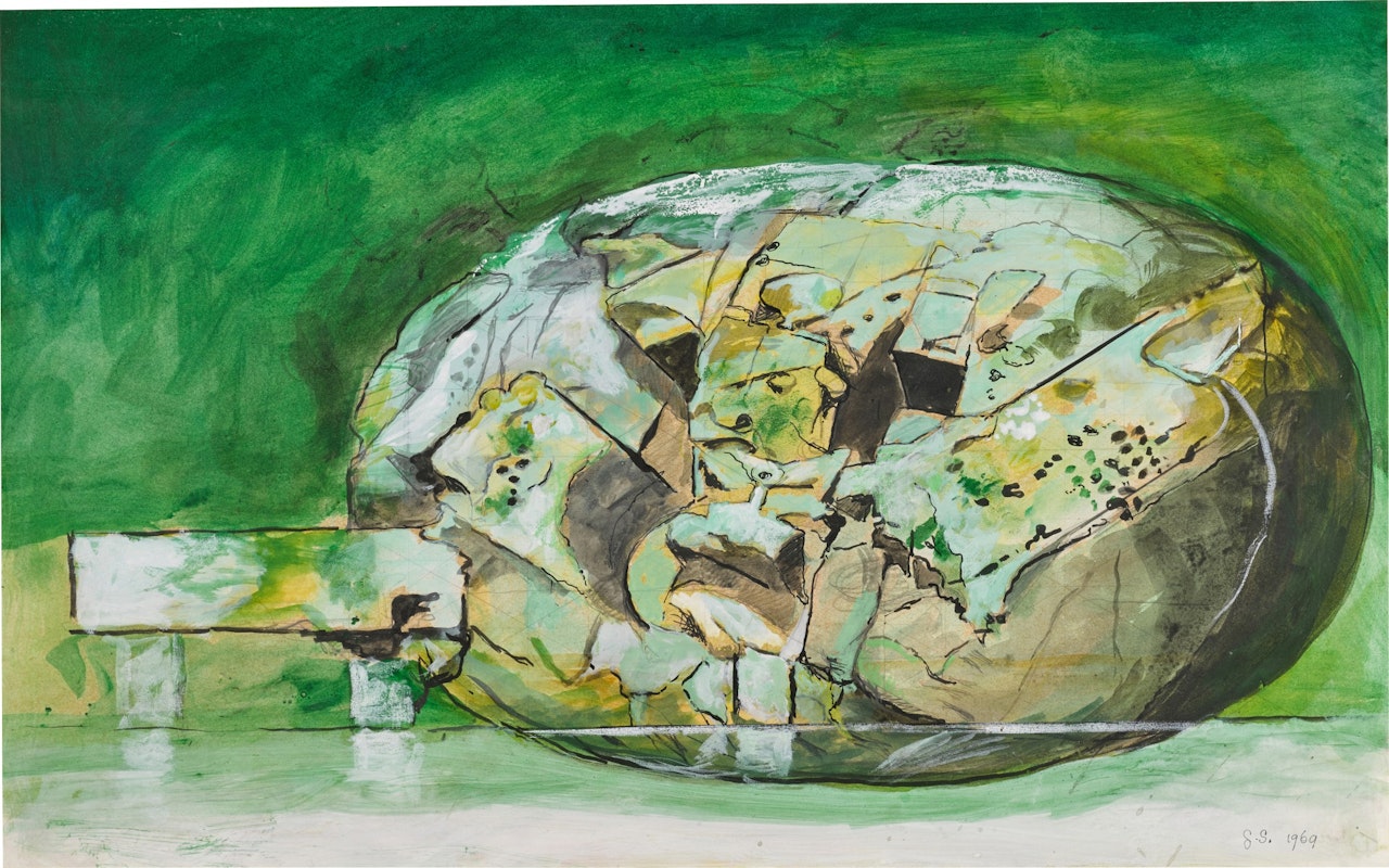 STUDY LANDSCAPE WITH OVAL ROCK by Graham Sutherland