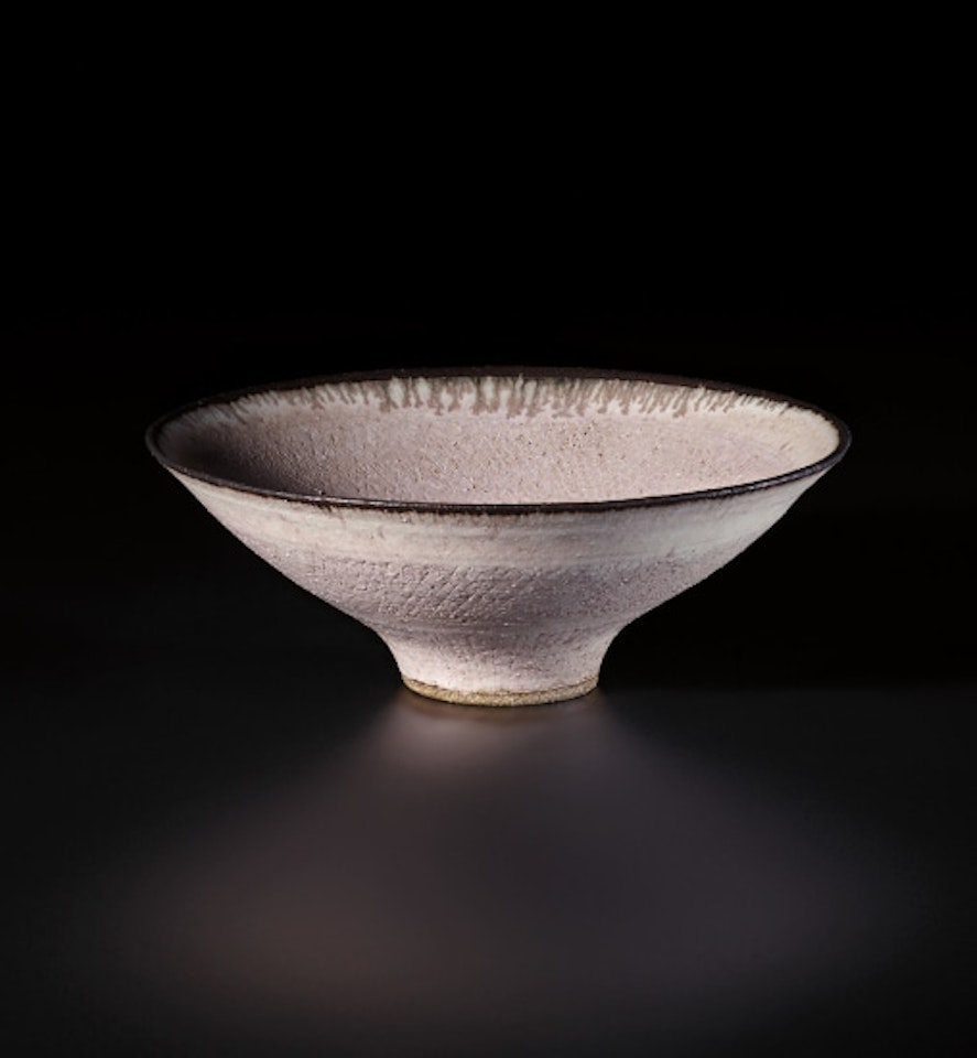 'Knitted' footed bowl by Lucie Rie