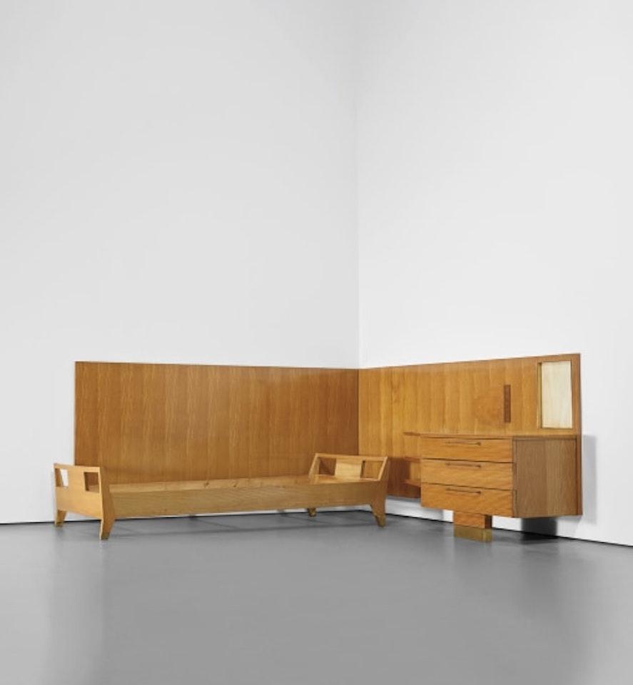 Bed with integrated ‘Parete attrezzata’ by Gio Ponti