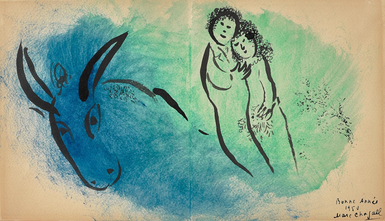 Couple avec l'âne by Marc Chagall