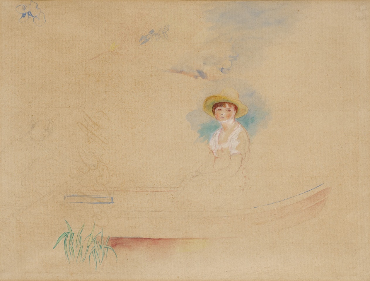 La Yole et jeune femme au chapeau de paille (Femme assise dans une barque)  by Pierre-Auguste Renoir