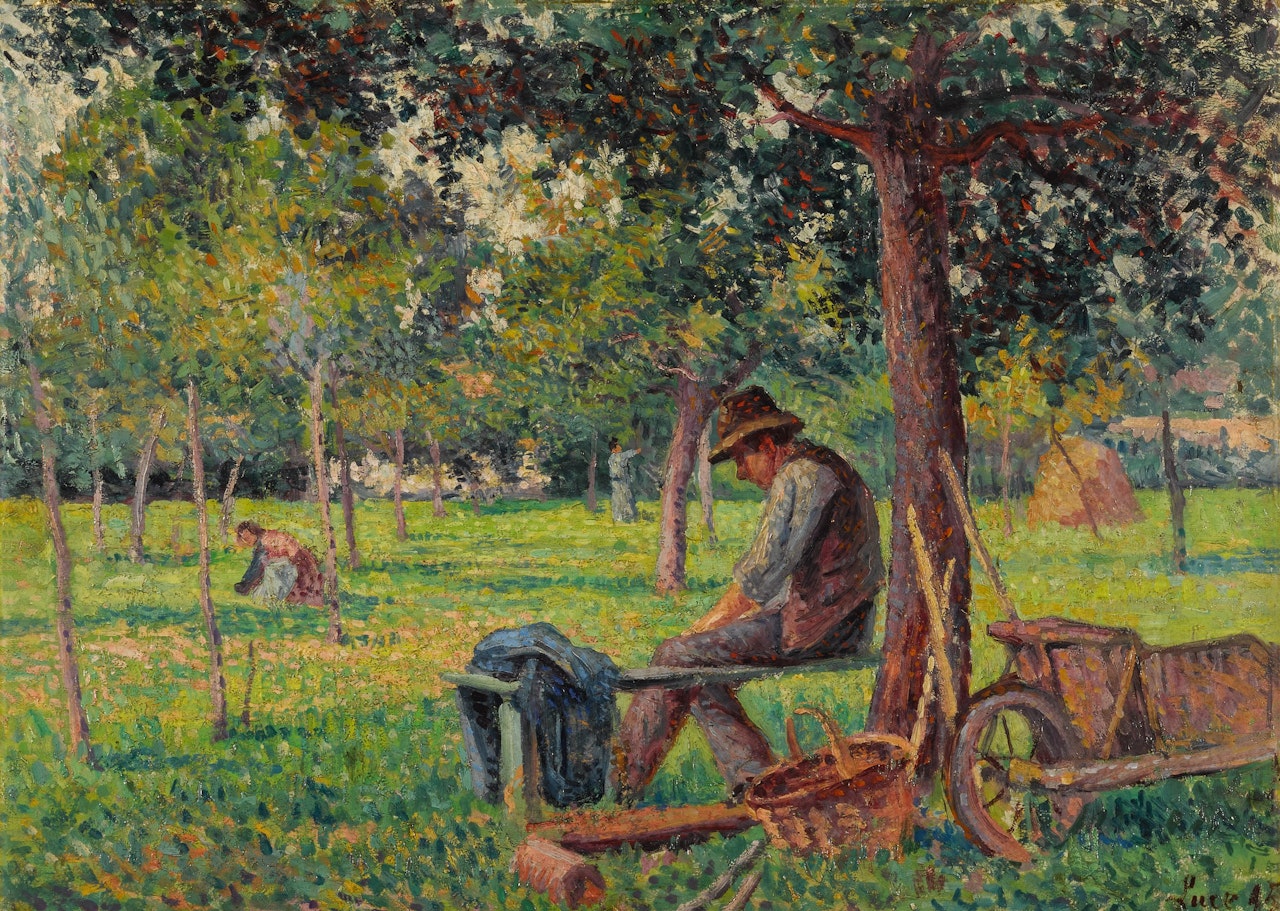 Éragny, Rodo Pissarro dans le jardin de son père by Maximilien Luce