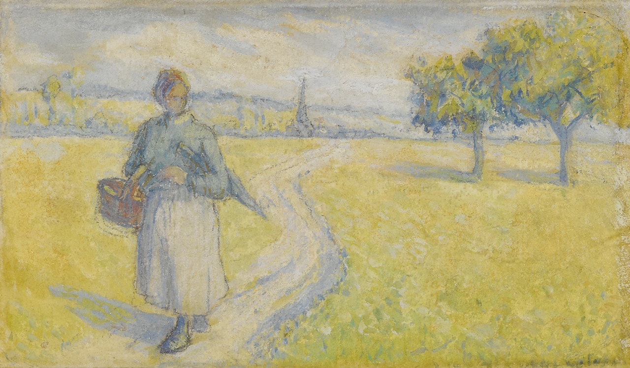 Paysanne sur un sentier by Camille Pissarro