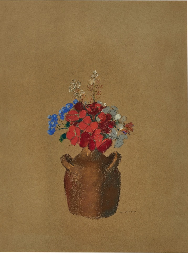 Fleurs dans un pot de grès by Odilon Redon