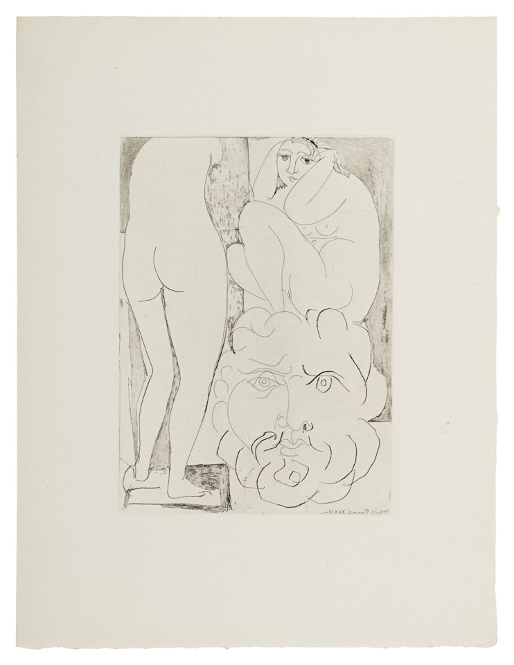 Femme songeuse et inquiète dans l'atelier de sculpture (B. 188; Ba. 347) by Pablo Picasso