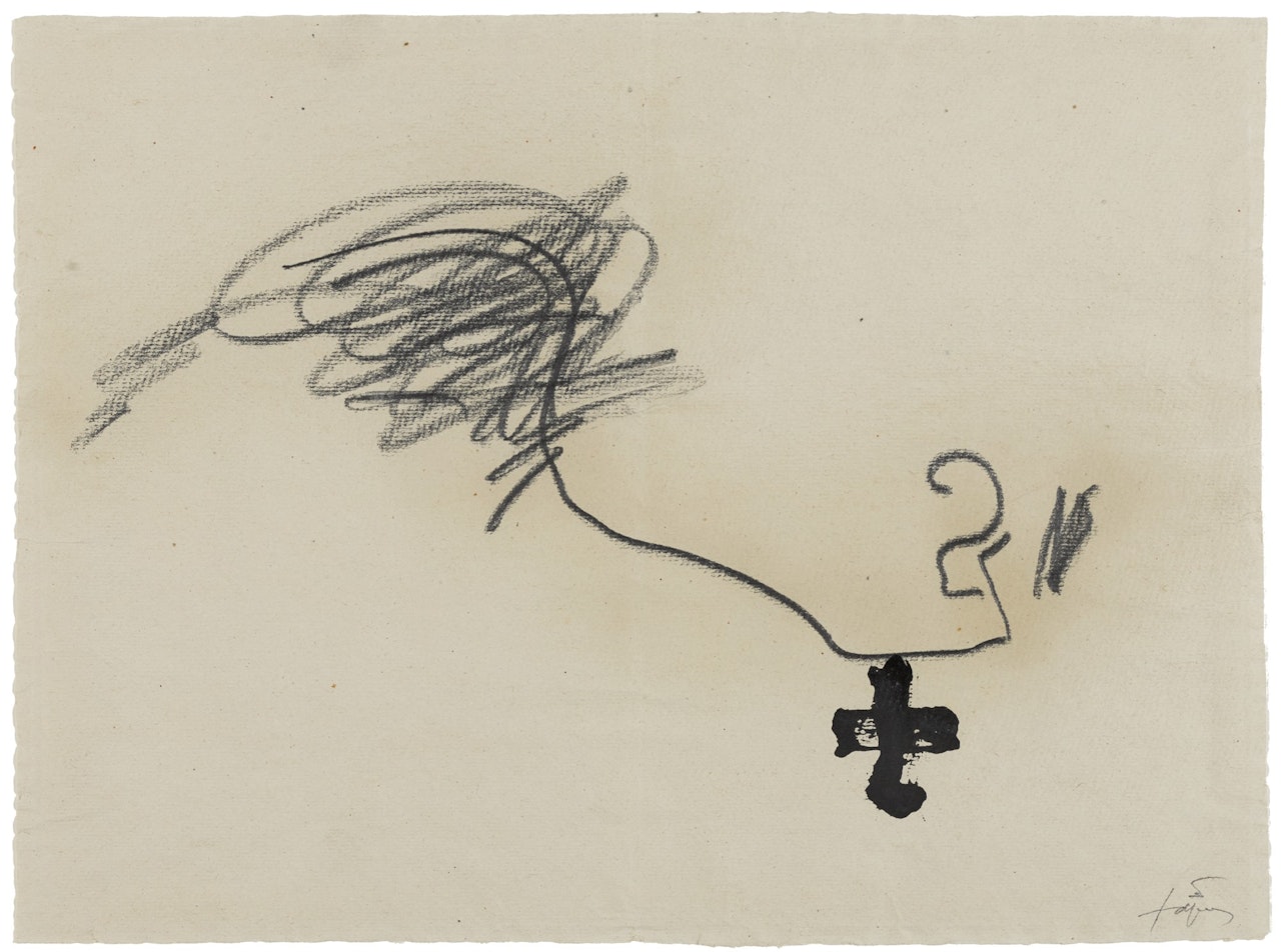 Creu Negra i Llapis by Antoni Tapies