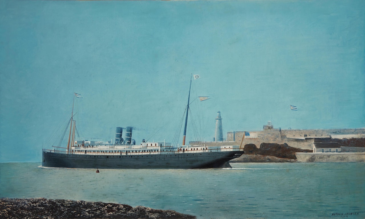 The S.S. Mexico Departing Havana Harbor by Antonio Jacobsen