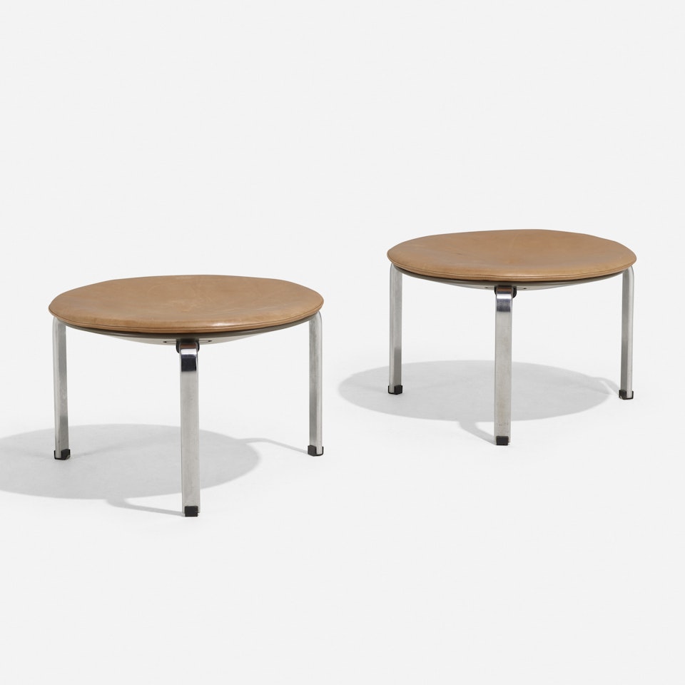 PK 33 stools, pair by Poul Kjaerholm