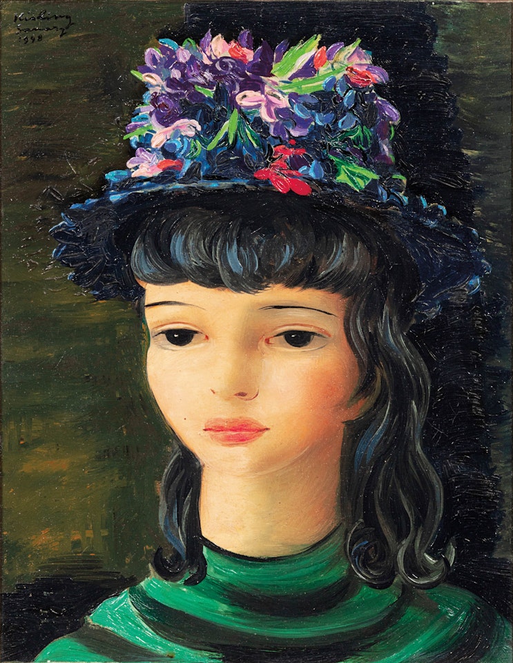 A Girl in a Flower-Decorated Hat Sanary by Moïse Kisling