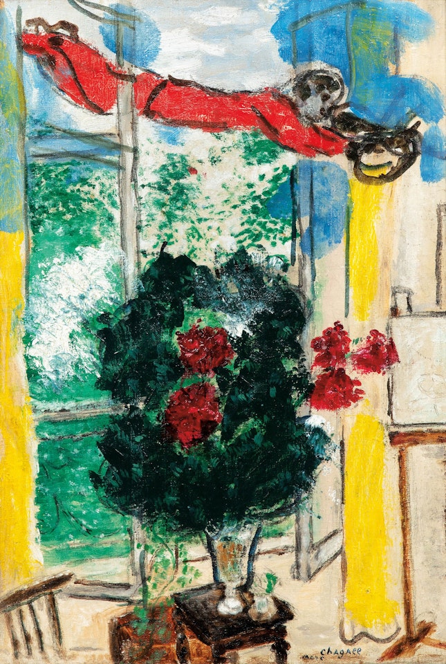 Red Flowers at the Window by Marc Chagall