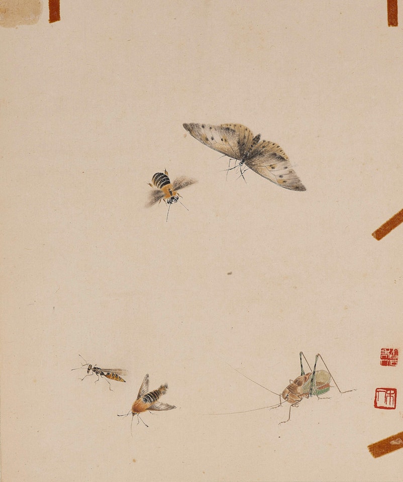 Butterfly, Ant, Moth, Cricket and Bee by Qi Baishi