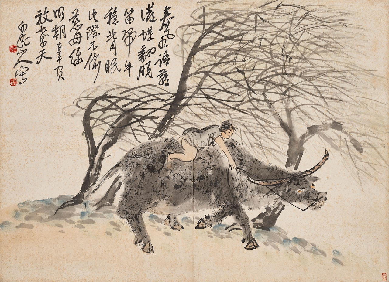 Boy Riding Buffalo by Wang Zhen