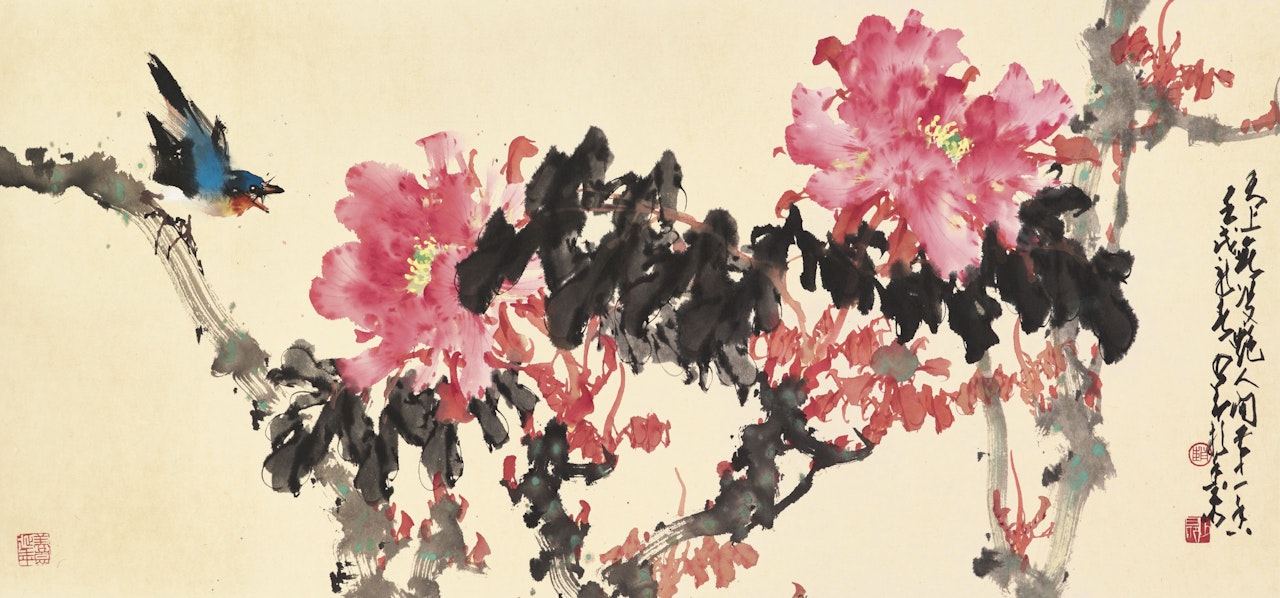 Peonies and Bird by Zhao Shao'ang