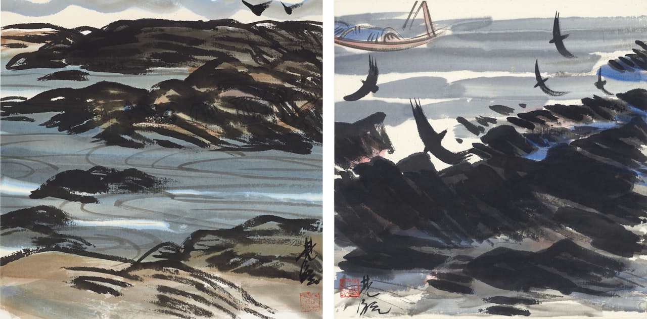 Seashore / Seagulls by Lin Fengmian