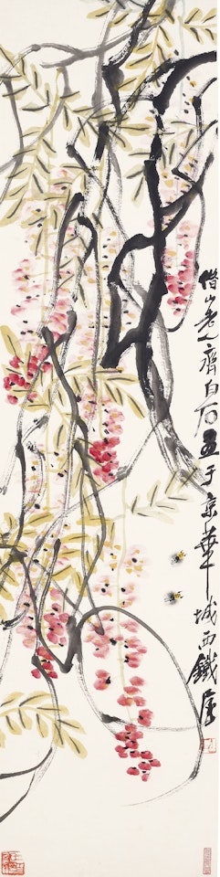 Wisteria and Bees by Qi Baishi