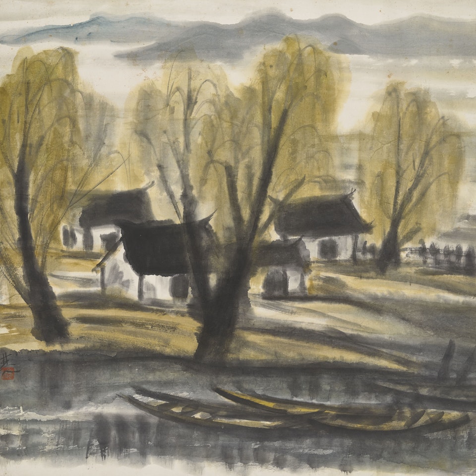 Willow Trees in Autumn by Lin Fengmian