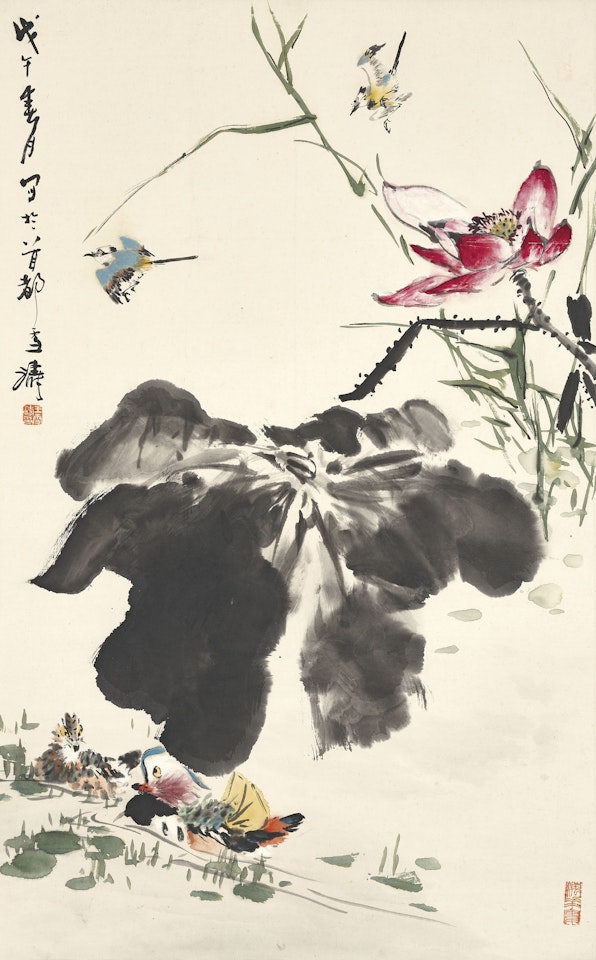 Lotus and Mandarin Ducks by Wang Xuetao