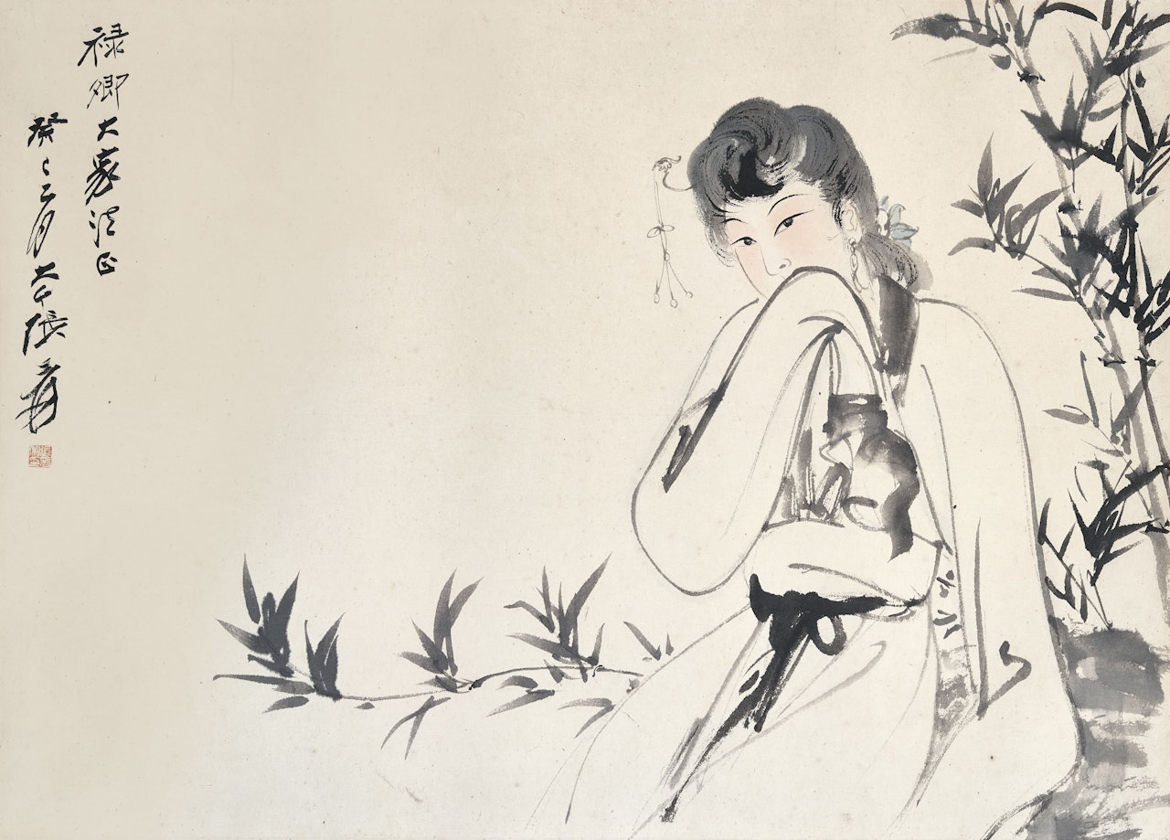 Lady and Bamboo by Zhang Daqian