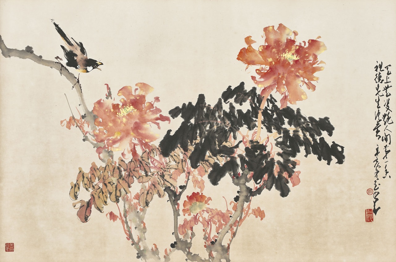 Peonies and Bird by Zhao Shao'ang