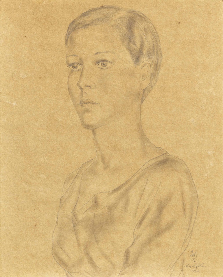 A Lady Portrait by Leonard Tsuguharu Foujita