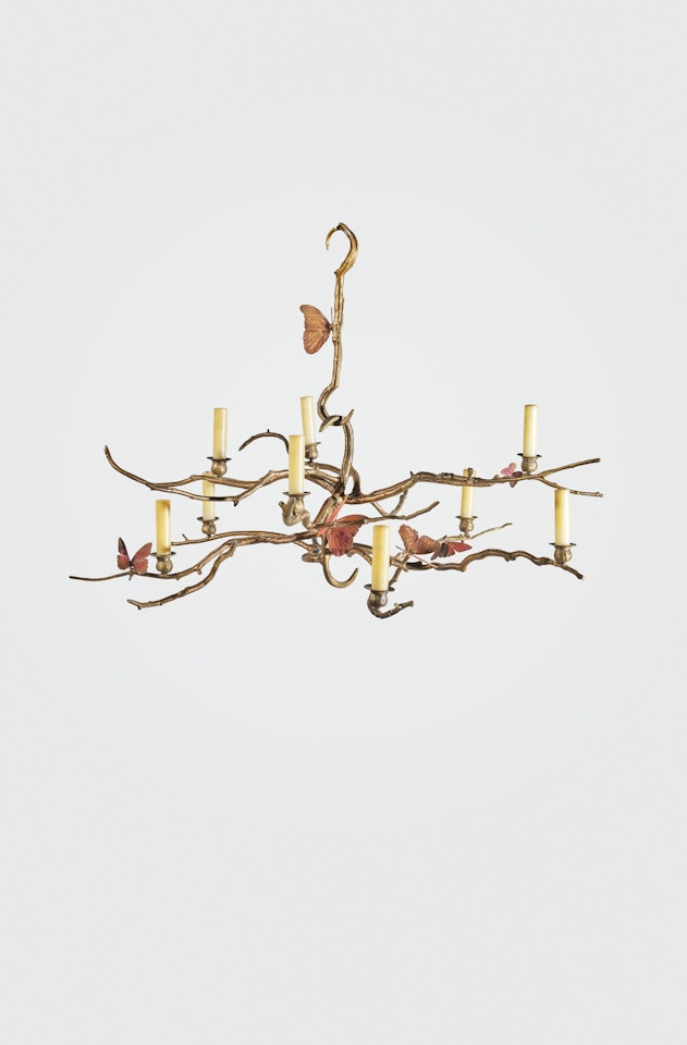 LUSTRE AUX PAPILLONS 'STRUCTURE VÉGÉTALE' À NEUF LUMIÈRES, PIÈCE UNIQUE by Claude Lalanne