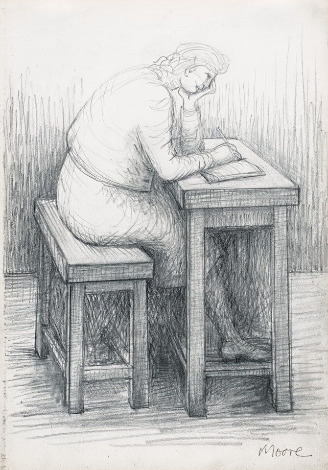 Girl Doing Homework by Henry Moore