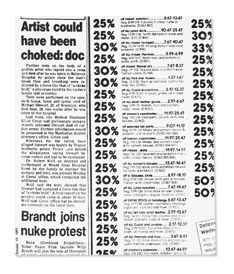 Daily News (Gimbel’s Anniversary Sale/Artist Could Have Been Choked) by Andy Warhol