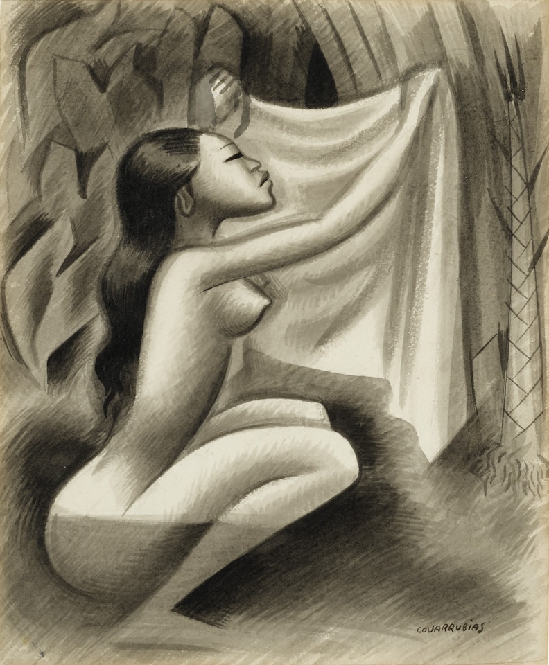 Bather Holding Her Kemben (Balinesa)  by Miguel Covarrubias