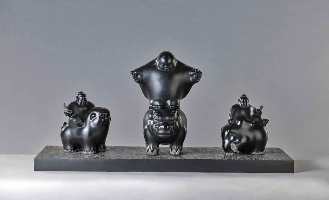 Dragon-Riding Buddha, Wisdom Bodhisattva and Fulfillment Bodhisattva by Li Chen