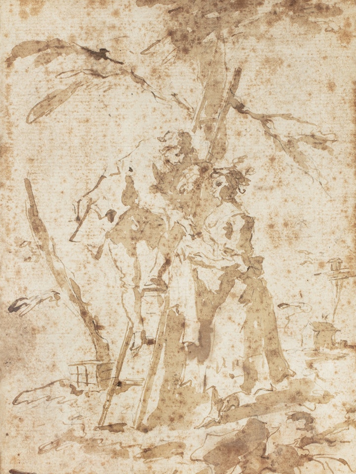 A young man and woman in conversation  by Francesco Guardi
