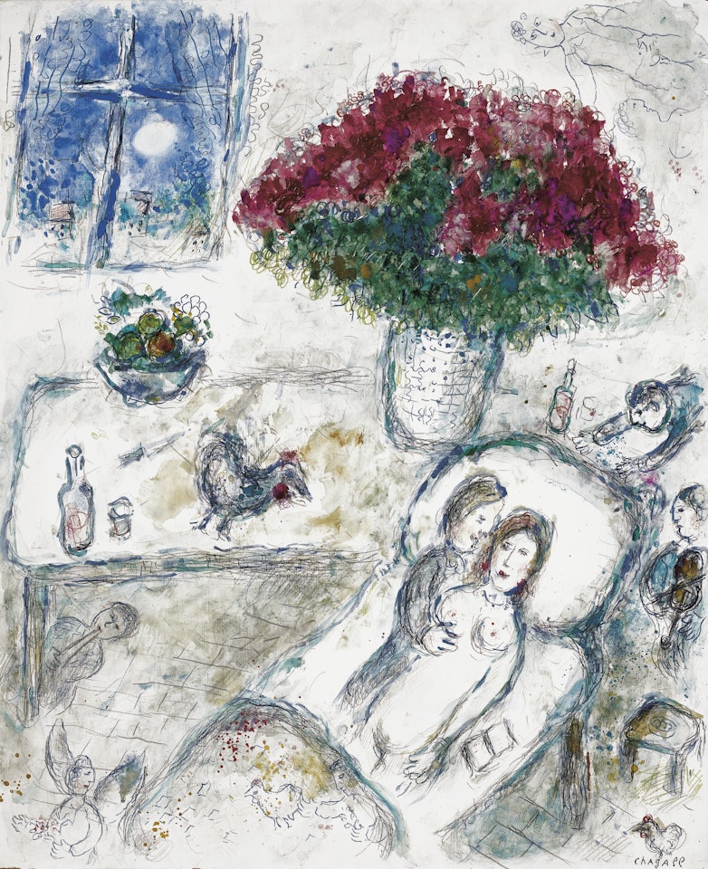 Couple au bouquet by Marc Chagall