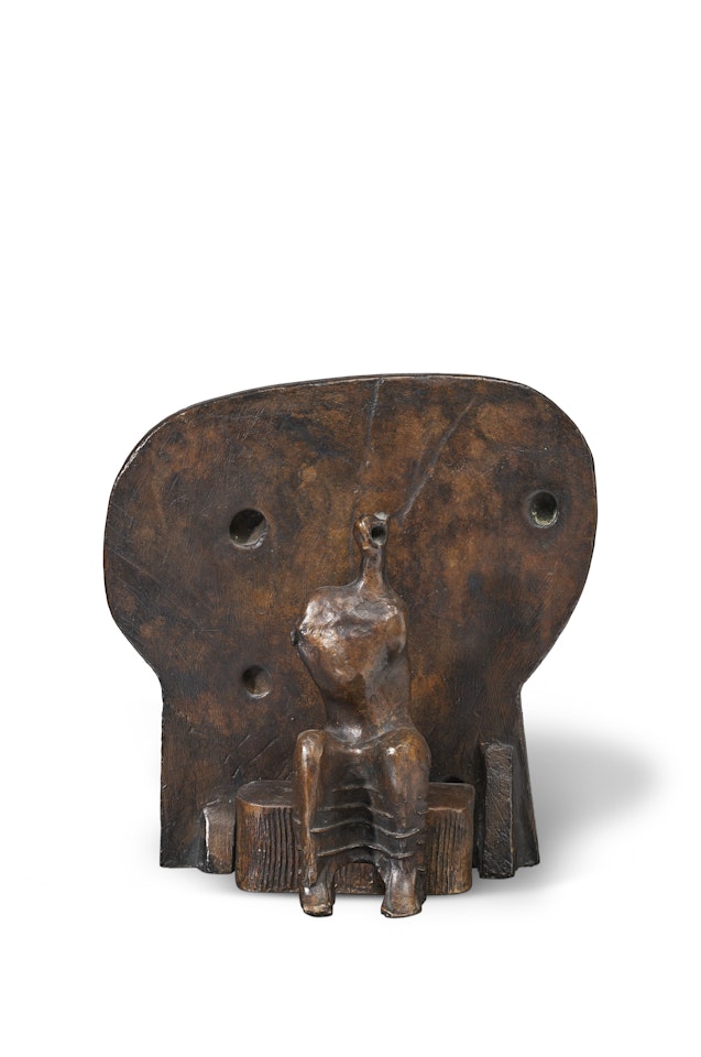 Armless Seated Figure Against Round Wall by Henry Moore