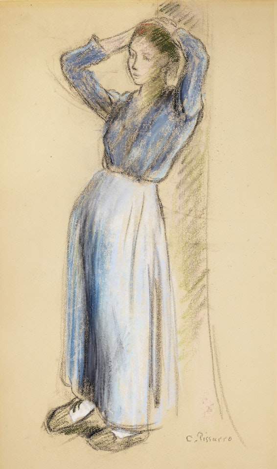 Paysanne appuyée à un arbre by Camille Pissarro