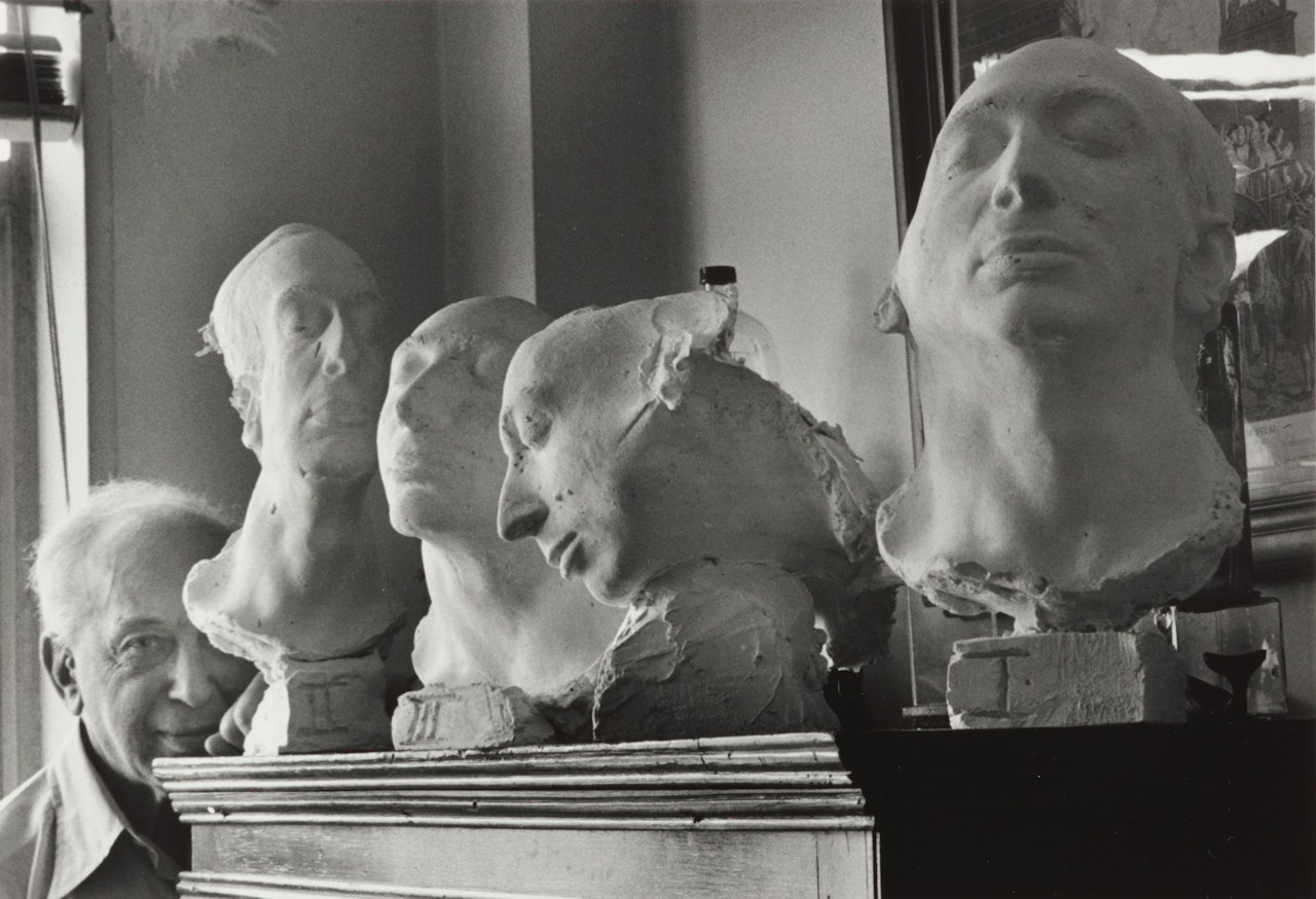 Self-Portrait with Life Masks by André Kertész