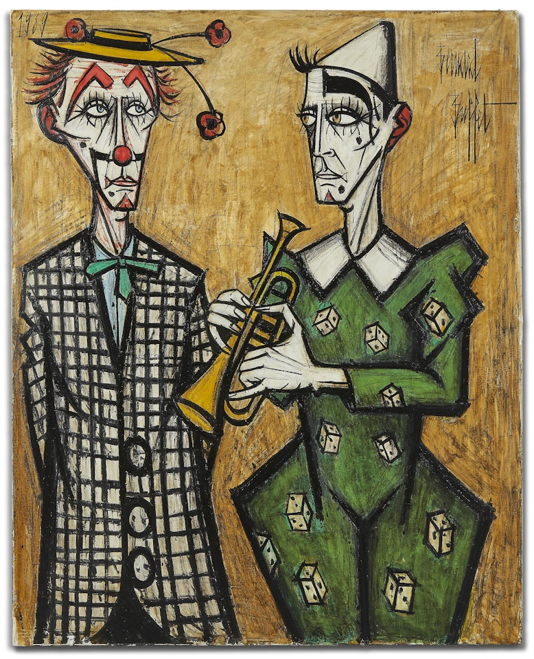 Deux clowns trompette by Bernard Buffet