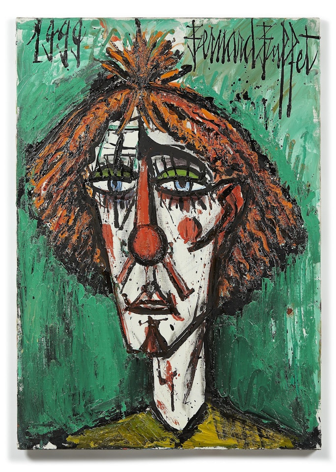 Tête de clown fond vert by Bernard Buffet
