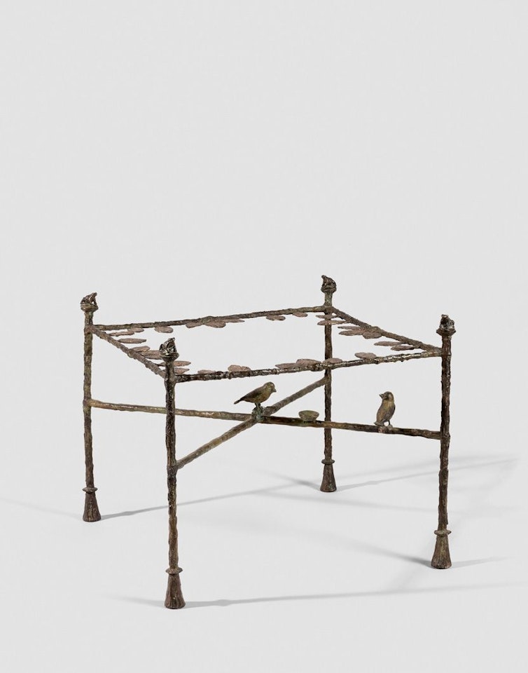Table feuilles aux oiseaux et aux grenouilles by Diego Giacometti