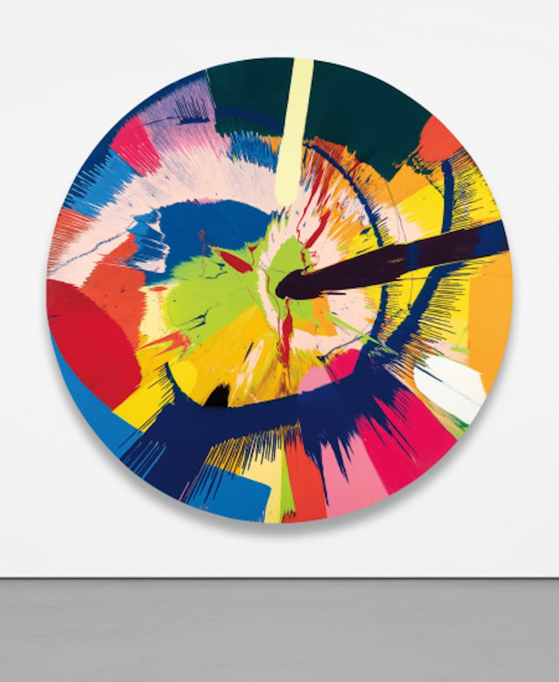 Beautiful high speed, head into the steering wheel impact painting by Damien Hirst