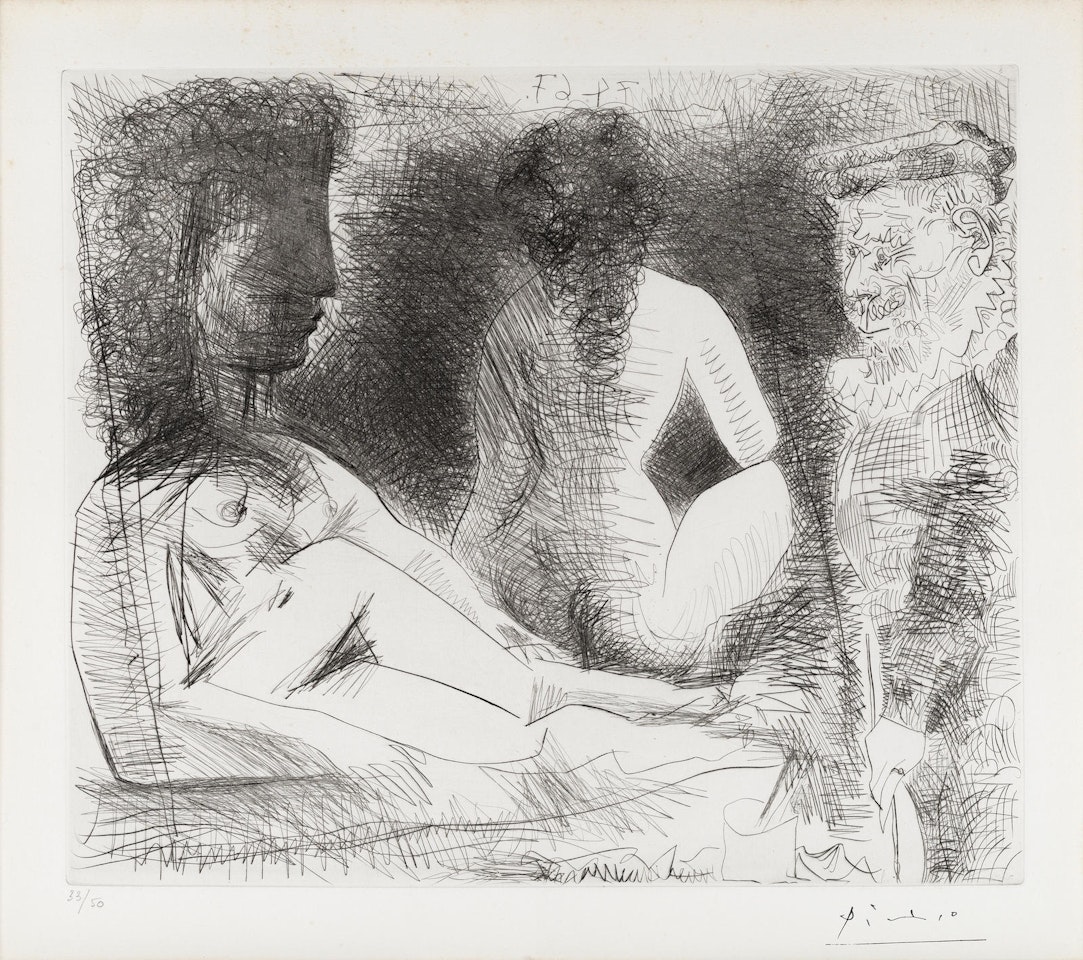 Peintre avec deux modèles  (Bloch 1448; Baer 1483) by Pablo Picasso