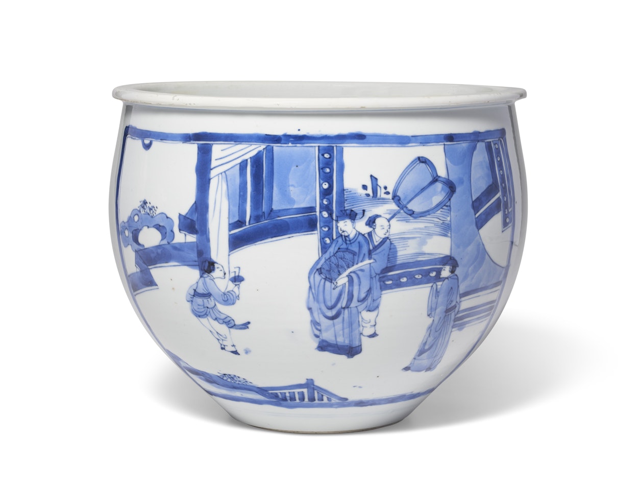 A BLUE AND WHITE JARDINIÈRE by Anonymous